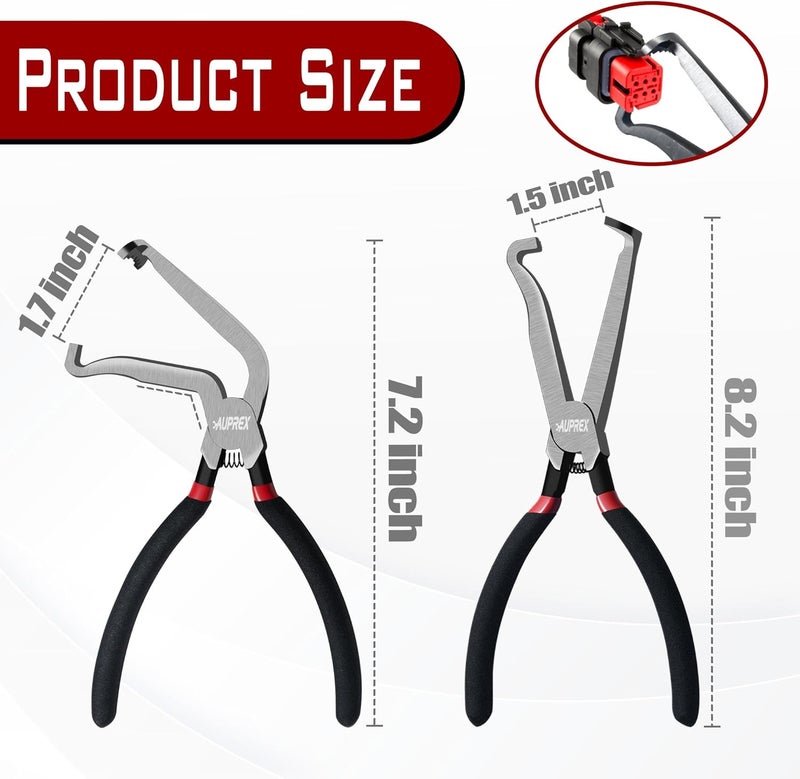 AUPREX Electrical Disconnect Pliers, Electrical Connector Pliers for Push Tab Style Plugs, Automotive Hose Disconnect Tools, Fuel Line Disconnect Tool (Straight+60 Degree) - Image 2